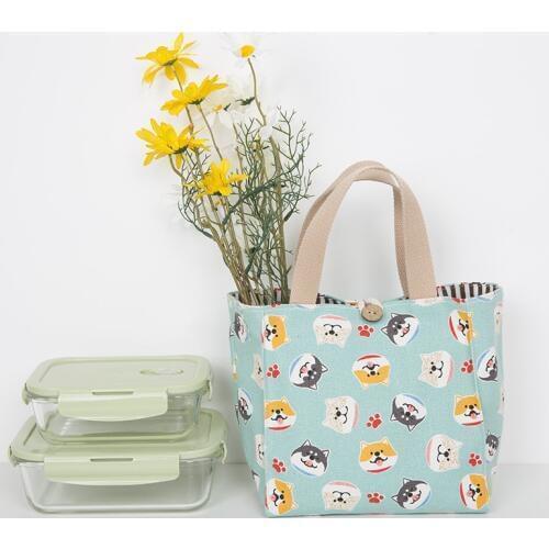 Women Lunch Bag New Canvas Lunch Box Lovely Picnic Tote Cute Handbag Pouch Dinner Container School Food Storage Bags For Girls