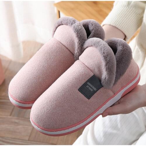Cotton Slipper Women Winter Indoor Soft Plush Female Slipper Warm Home House Flat Shoe Ladies Slip On Footwear Casual