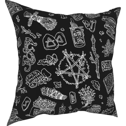 Dark Pagan Witches Gothic Goth Pillow Cover Decoration Cushion Cover Throw Pillow for Home Polyester Double-sided Printing