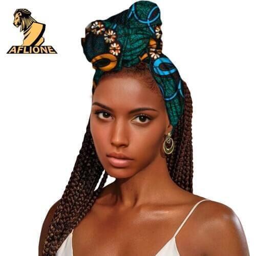 Turban African Head Wraps For Women Wax Dashiki Batik Pure Cotton Ankara Style New 2021 Traditional Elegant Female Colorful