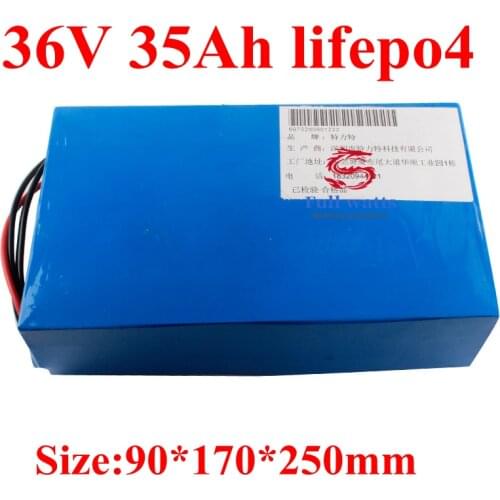 Waterproof 36V 35AH Lifepo4 lithium battery BMS for 2000W scooter bike Tricycle golf cart Backup power supply +5A charger