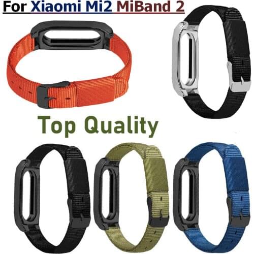 Top Quality Bracelet For Xiaomi mi2 Band MiBand 2 Strap Replace Nylon Wristband + Metal frame cover For Xiaomi MiBand2 Watch