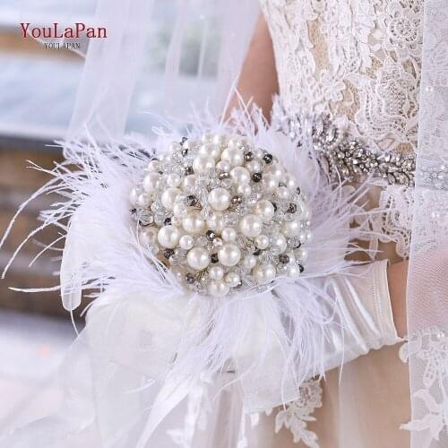 YouLaPan HF03 Bridal Bouquet Flowers Bridal Bouquet Crystal Holders Bridal Bouquet Artificial Bouquets for Wedding Decor