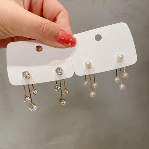 MENGJIQIAO Korean Elegant Pearl Beads After Hanging Tassel Drop Earrings For Women Girls Delicate Zircon Pendientes Jewelry