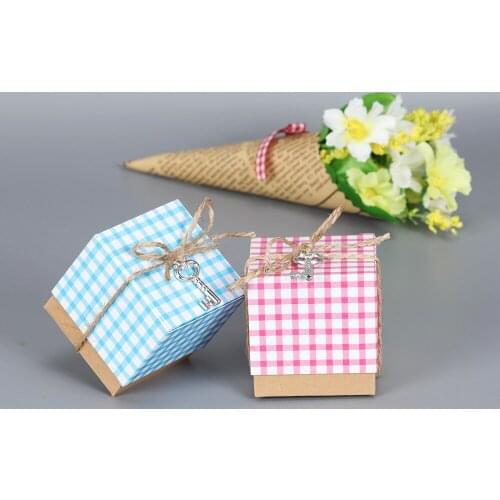 10Pcs Candy Boxes Upgrade Style Chocolate Box Travel Classic Theme Gift Wedding Birthday Anniversary Favor Plaid shirt