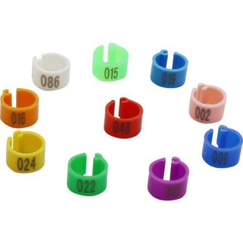 1000 Pcs No.001-100 Bird Clip Ring 8mm Plastic Digital Markup Parrot Pigeons 10 Colors Marking Ring Bird Training Foot Ring