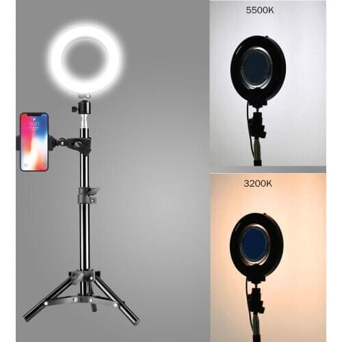 16cmLED Ring Light Photo Studio Camera Light Photography Dimmable Video light for Youtube Makeup Selfie with Tripod Phone Holder