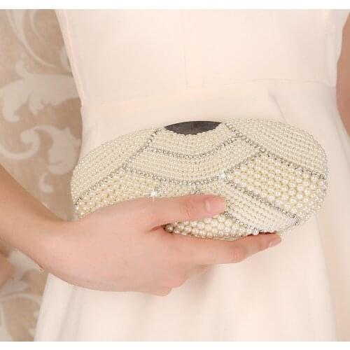 2021 Handmade Pearl Diamond Beads Day Clutches Fashion Women Party Wedding Evening Bags