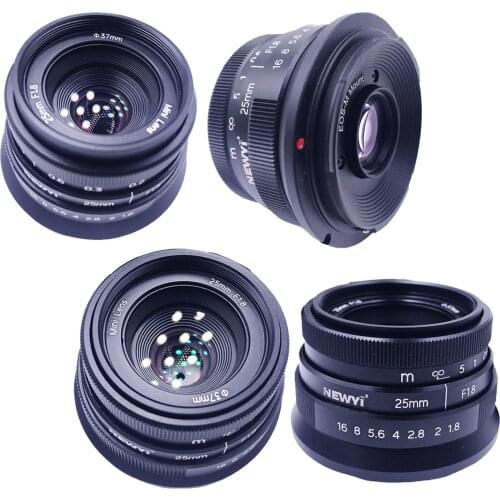 25mm F1.8 Manual Focus Fixed Lens for Micro Cameras Wide Angle Lens with Front Lens Cover Outdoor Portable Compact