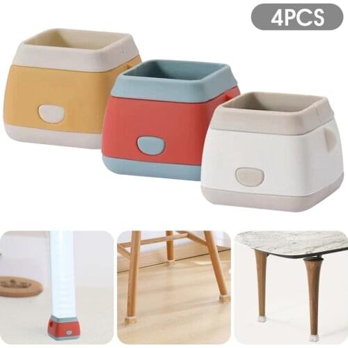 4pcs Creative Furniture Leg Protection Cover Table Foot Pad Square Silicone Chair Leg Cover Floor Protector Anti-Noise Cover