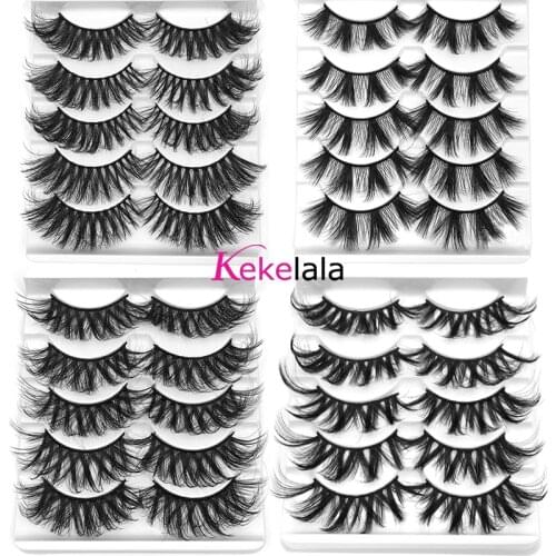 5D 5Pair/lot Natural Long Wispy Faux Mink Eyelashes Cruelty Free Handmade Vegan False Eye Lashes Vendor Mix Ciliar Set