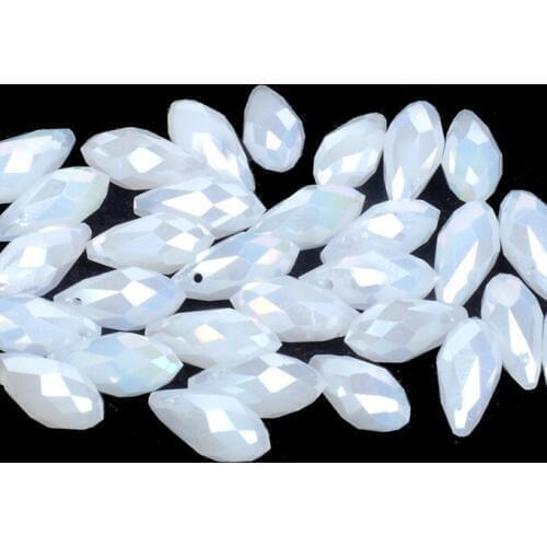 5x7MM/6x12MM White AB Oval Faceted Crystal Beads Briolette Teardrop Beads Water Drop Glass Beads For Jewelry Making DIY