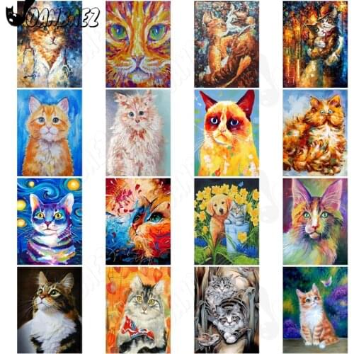 Abstract Cat Diamond Painting Animal 5D Diy Mosaic Kit Oil Painting Cross Stitch Embroidery Hand Inlaid Home Decoration Gift