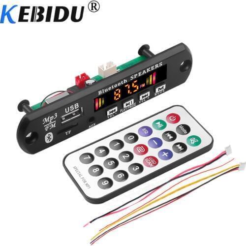 Kebidu Car MP3 Decoder Board Audio USB TF FM Radio Module Wireless Bluetooth 6V 12V MP3 WMA Player Handsfree Module For Car