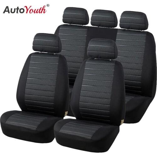 AUTOYOUTH 4PCS/9PCS Car Seat Cover Polyester Fiber Wear-Resistant Fabric Seat Cover Universal Airbag Compatible Car interiors
