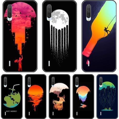 For Xiaomi Mi 9T 8 PRO Phone Case Silicone Black Art Star Moon Earth Aesthetic Soft Back Cover For Xiaomi Mi A3 9 SE Case