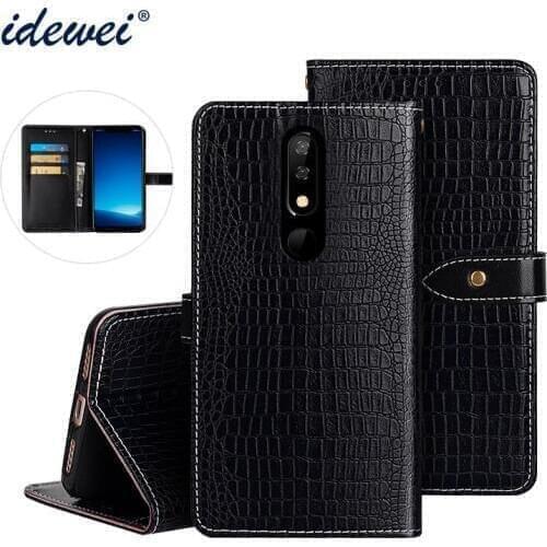 IDEWEI Case For BQ 5732L Cover Luxury Crocodile Grain Leather Back Cover For BQ 5732L Aurora SE Phone Case Capa Fundas
