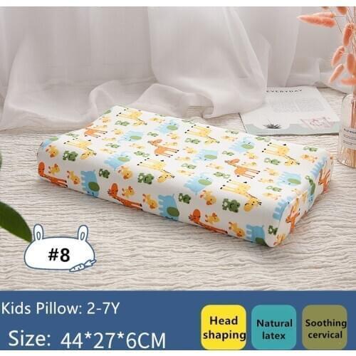 2-7Y Baby Kids Thailand Natural Latex Pillow Children Cartoon Animal Pillow Core Kindergarten Neck Protection Pillow 44*27*6CM