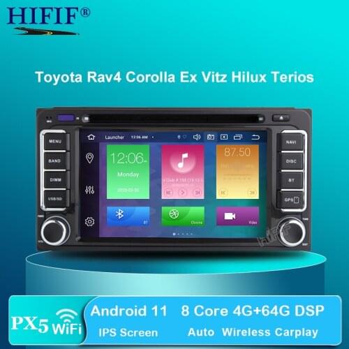 DSP Android 10 4GB 8 Core Car DVD Player for Toyota RAV4 Corolla EX Vios Vitz Hilux Terios Avanza Fortuner Prado with Radio GPS