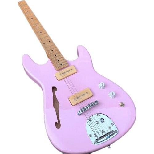 New High Quality Lp 6 Strings F Hole ST Electric Guitar Mahogany Body Pink Gloss Finish Maple Fingerboard And Neck