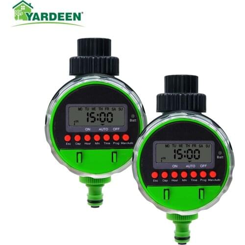 2pcs Yardeen Electronic LCD Display Ball Valve Automatic Program Garden Irrigation Watering Timer Controller System Green