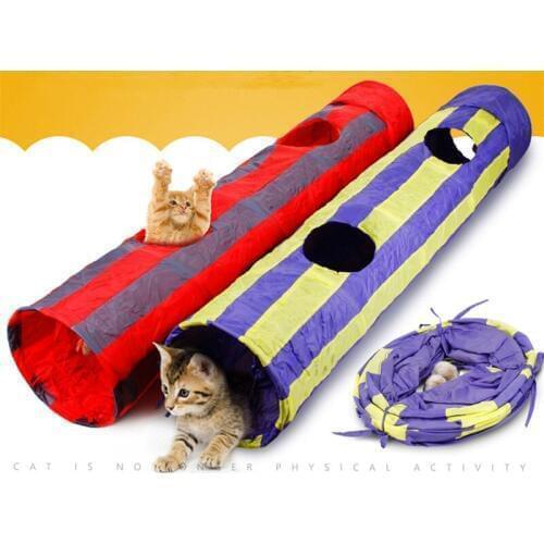 Cat Toy Tunnel Interactive Fun Toy Pet Stripe Foldable Crinkle Kitten Toys Puppy Ferrets Rabbit Play Collapsible Tunnel Tubes