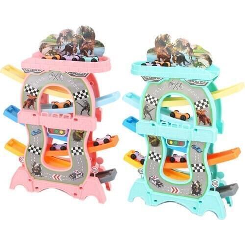 Toddler Toys Gliding Car Set Slot Track Toys Slide Board Track with 6 Mini Cars ic Racing Cars