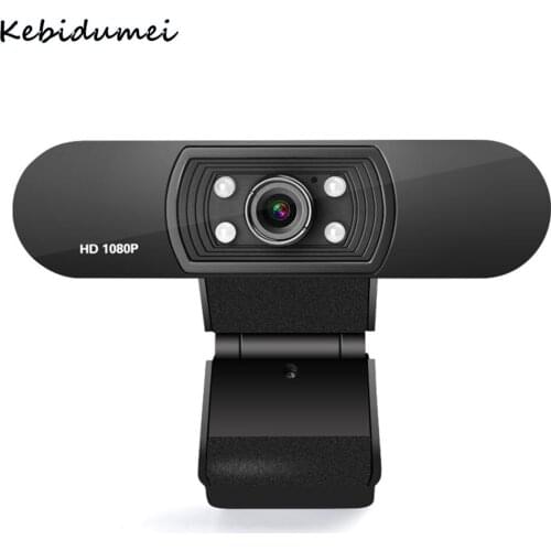 Kebidumei USB Webcam H800 Full HD Video Webcam 1080P HD Camera Focus Night Vision Computer Web Camera with Built-in Microphone