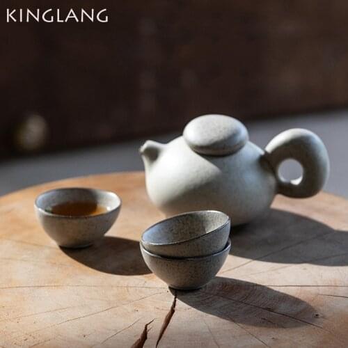 Kinglang 2021 Amazing Quality Ceramic Teapot Retro Design Teapot Vintage Household 1 Pot 4 Cups Teaset Restaurant Teapot