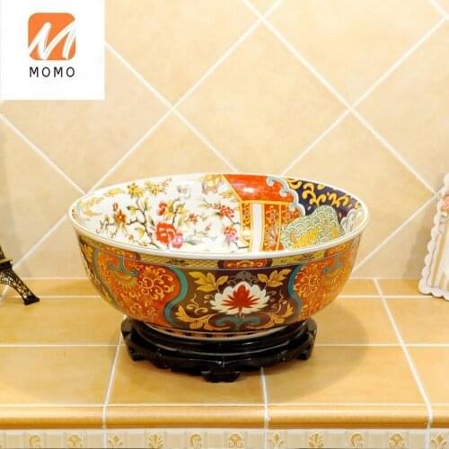 Chinese Traditional Luxury Ceramic Bathroom Sinks for Home and Hotel