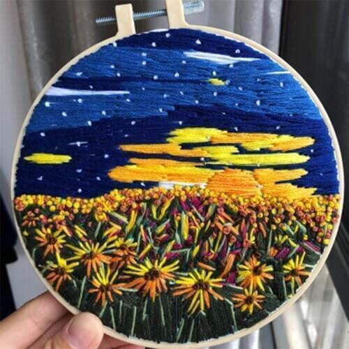 Beautiful Scenery 3D Embroidery Materials Package Beginner Sewing Needlework DIY Embroidery Supplies Handcraft Cross Stitch Kits