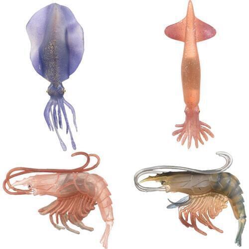 High Simulation Shrimp Squid Ocean Animal Model Figurine Table Decor Kids Toy