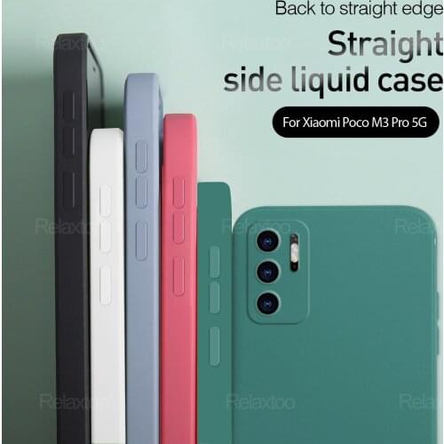 Square Liquid Silicone Case For Xiaomi Poco M3 Pro Shockproof Soft Back Cover For Redmi Readmi Note 10 10s 9t 9a 9s 9 Poko F3 F2