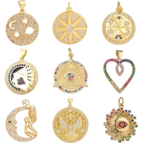 Popular Multi-style Zirconia Charms Pendants Rhinestone Heart/Moon/Butterfly Pendant For DIY Necklace Accessories Jewelry Making