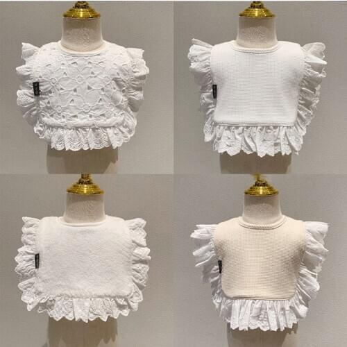 Baby Girl Fashion High Quality Bib Cotton Absorbing Blouse Saliva Towel Girl Infant Temperament Ruffle Scarf Korean 2021