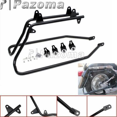 1Set Motorcycle Black Hard Saddlebag Saddle bag Conversion Brackets Mounts for Harley Touring Heritage Softail Fat Bob 1986-2013