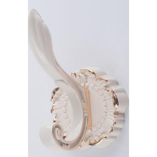 White Wall Hooks Shabby Chic Coat Double Hook Metal Gold Ruffle Decorative Hat Hanger Furniture Hangers French Country Home