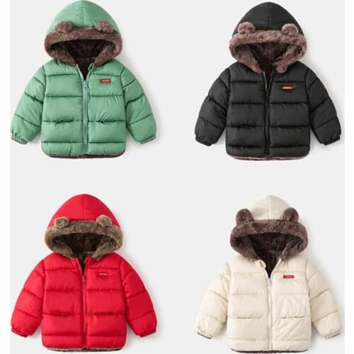 Winter New Arrival Thick Casual Down for Baby Girl Boys Childrens Clothing Kids Long Sleeve Hooded Plush Fashion Coat Ropa Bebe