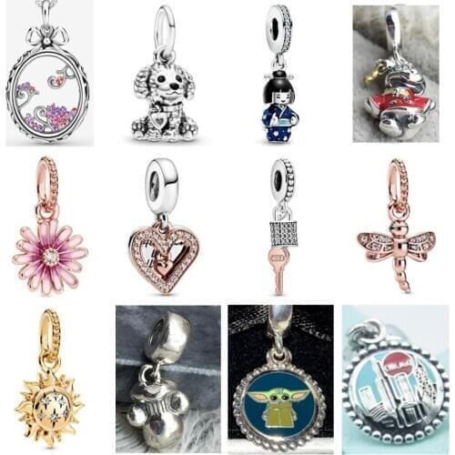 PDD DZ 09 925 Sterling Silver Spring New Charm Pendant with DIY Bracelet Necklace Jewelry Gift Carving Suitable for Women