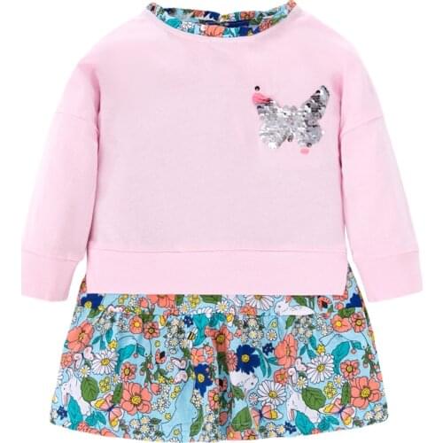 Little Maven Brand Autumn Baby Girls Clothing Draped Dress Cotton Flower Print Toddler Fall Clothes for Kids 2-7 Years S0517