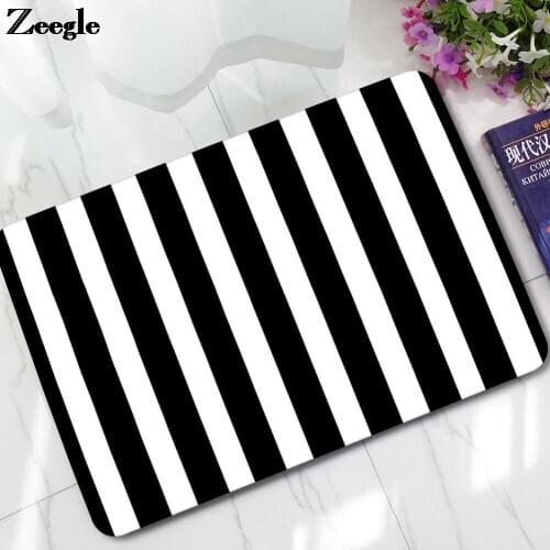 Simple Floor Carpet Living Mat Absorbent Mat for Bedroom Non-slip Door Mat Black and White Rubber Doormat