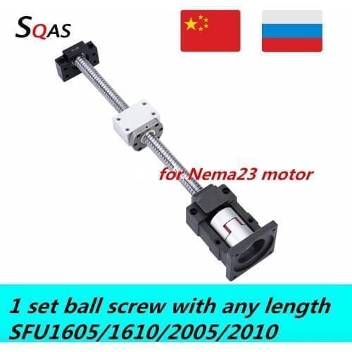 1 set ball screw SFU1605 SFU1610 SFU2005 SFU2010 end machined with BKBF12/15+nut holder+coupling+motor seat/mount for CNC router