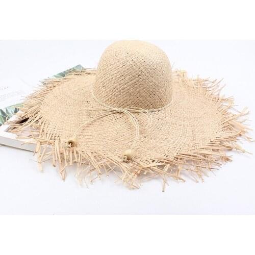 Summer Big Brim Straw Hat New Sun Protection Hat Female Cap Seaside Beach Outside Wild Foldable Hat Rough Raffia Hat for Women