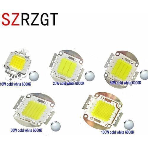 High Power LED Chip 1W 3W 5W 10W 20W 30W 50W 100W COB SMD LED Bead White 6000-6500K 1 3 5 10 20 30 50 100 W Watt