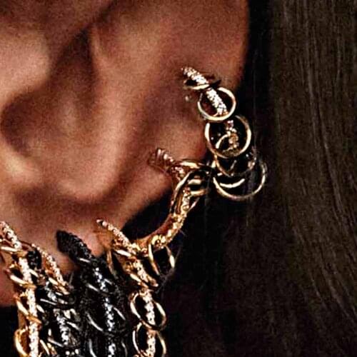WELBACK Punk Circle Earcuffs Women Boho Statement Rhinestone Clip Earrings Crystal Individuality Metal Ear Cuff Jewelry Gifts