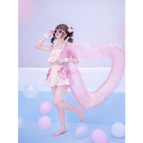 STOCK Womens Swimsuit Summer Weetheart Big Bow Point Split Swimsuit Suit 2021 NEW