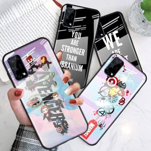 Tempered Glass Cover Marvel Avengers cute text logo For OPPO A9 2020 A52 Find X2 Lite Realme 7 7i 6 5 Pro C3 XT Phone Case