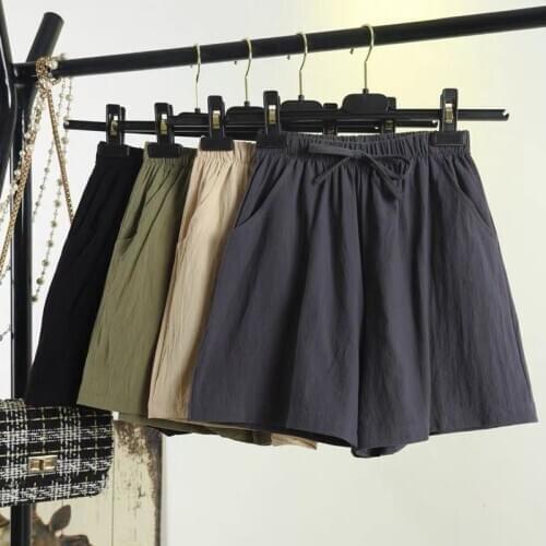 M-7XL plus size women cotton linen shorts,Summer New brand comfortable loose casual Bohemia shorts black gray Womens shorts