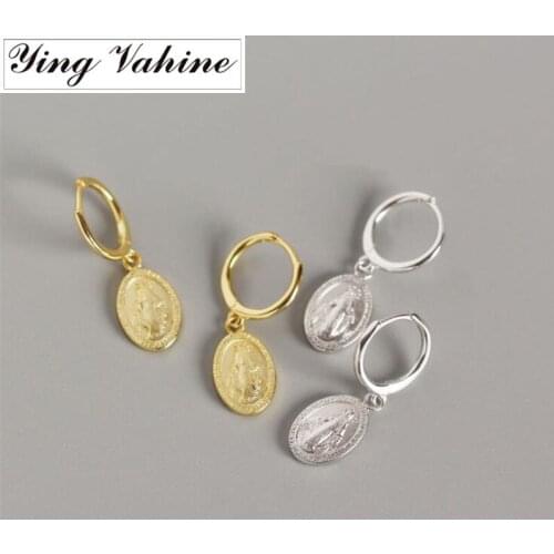 Ying Vahine 100% 925 Sterling Silver Dainty Virgin Mary Pendant Small Stud Earrings for Women