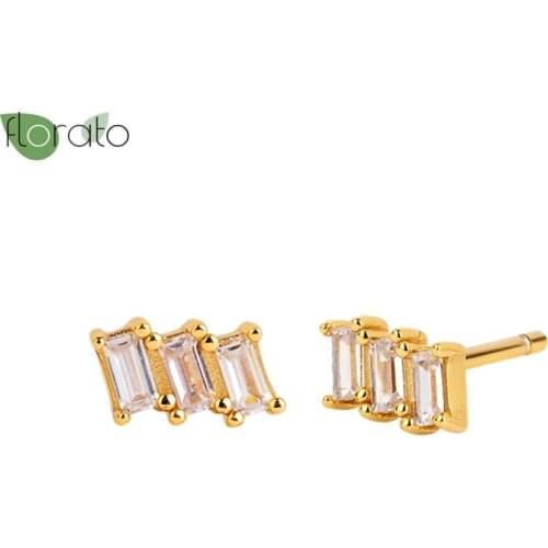 S925 Silver Ear Needle Irregular Bling Zircon Mini Stud Earring for Women Ladies CZ Geometric Earrings Pendientes orecchini Q30